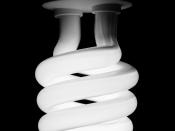 English: High Resolution black and white photo of a compact fluorescent light bulb.