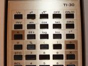 English: Texas Instruments, TI-30 electronic calculator, 1976.