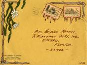 Envelope decorated by Herbert A. Franke and addressed to Koreshan Unity President Hedwig Michel, Estero, Florida