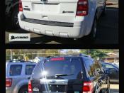 English: Photo arrangement showing the flexible-fuel and hybrid versions of the Ford Escape, Alexandria, Virginia, USA: