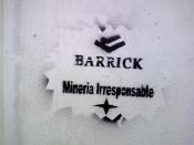 Graffiti against Barrick Gold corp. (Barrick: irresponsible mining). Cordoba, Argentina.