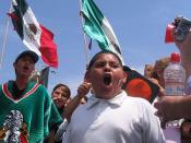 Illegal Immigrant rights protest in the US/Mexico border in Tijuana