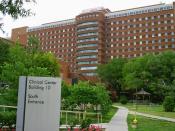 National Institutes of Health - Clinical Center (building #10) south entrance view. Located in Bethesda, Maryland USA.