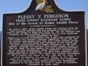 English: Photo of the front of Plessy v. Ferguson marker in New Orleans, Louisiana, USA. written by historian Keith Weldon Medley for placement by the Crescent City Peace Alliance and placed on the corner of Press Street and Railroad Yards Feb. 12, 2009
