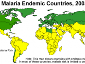 Malaria distribution map. Most countries with a high distribution of malaria also have a high distribution of parasitic worm infections.