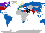 Map of the world showing the legal age for purchase of alcohol