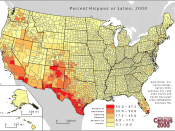 Percentage of Hispanic or Latino residents by county (2000 Census data)
