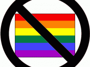English: Lesbian, gay, bisexual, transgender (LGBT) pride flag under a 