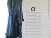Jefferson Memorial in Washington D.C. with excerpts from the Declaration of Independence in background