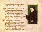 Portrait of Chaucer from a manuscript by Thomas Hoccleve, who may have met Chaucer