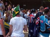 Crowds gathered at North Cronulla amid Australian flags and anti-Lebanese fanfare.
