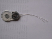 English: A internal part of a cochlear implants Nederlands: Inwendige onderdeel van cochleair implantaat