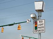 Red light camera system at the Springfield, Ohio intersection of Limestone and Leffels.