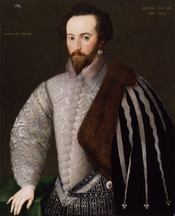 Sir Walter Ralegh, by 'H' monogrammist (floruit 1588). See source website for additional information. This set of images was gathered by User:Dcoetzee from the National Portrait Gallery, London website using a special tool. All images in this batch have a