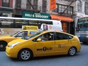 English: A Toyota Prius hybrid taxi in New York City.