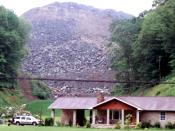 English: Valley fill - Mountaintop removal coal mining in Martin County, Kentucky