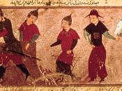 The 14th-century Persian manuscript shows Genghis Khan and three of his four sons by_Rashid_al-Din_1305