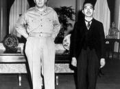English: Emperor Hirohito and General MacArthur, at their first meeting, at the U.S. Embassy, Tokyo, 27 September, 1945