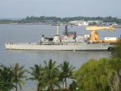 English: The Malaysian Frigate, KD Hang Tuah alongside Pulau Labuan. 15 September 2007.