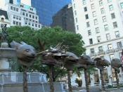 English: Ai Weiwei sculptures displayed by the Pulitzer Fountain on New York's Fifth Avenue