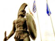 Statue of Spartan king Leonidas I, erected by Panos S. Koumantaros, a citizen from Sparta, 1968. Image already in use by Wikipedia (Leonidas statue1.jpg). Cropped image, straightened image, and generally enhanced viewability.