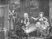 William Hogarth's A Harlot's Progress, plate 2, from 1731 showing Moll Hackabout as a mistress.