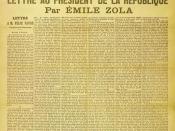 Front page cover of the newspaper L’Aurore of Thursday 13 January 1898, with the letter J’accuse...!, written by Émile Zola about the Dreyfus affair. The headline reads 