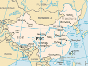 English: Map of China from CIA World Factbook, modified. coloured, further labeled.
