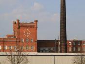 English: Horlicks Factory My own view of an iconic factory. The chimney is particularly fine and I couldn't resist an early evening detour to get some views of this.