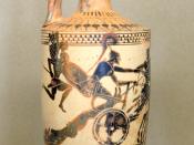 Achilles dragging the body of Hector. Attic white-ground lekythos, ca. 490 BC. From Etreria.