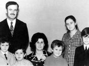 President Hafez al-Asad with his family in the early 1970s. From left to right: Bashar, Maher, Mrs Anisa Makhlouf (the then new First Lady of Syria), Majd, Bushra, and Basil.