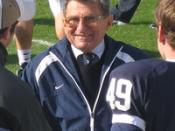 Penn State Nittany Lions head coach Joe Paterno on the sideline during warmups prior to the 2006 Homecoming game versus the University of Illinois on Friday, October 20, 2006. Taken by me.