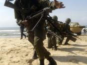 Ghanaian soldiers during a simulated amphibious landing in Southwest Ghana