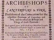 English: Title page of the Canons passed by the Convocation of the English Clergy at the behest of Charles I of England and William Laud and which imposed the Et Cetera Oath which was so distasteful to the Puritans