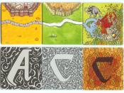 Start tiles for three games (Ark of the Covenant, Hunters and Gatherers, and the base game) in the Carcassonne family, compared. (Replaces non-free image deleted from Commons; posted here as fair-use image.)