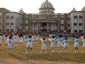 This image was captured when Annual Sports Meet 2006-2007 was held at Saraswati International School. You can see the tiny tots exercising out for a better physical health. This image gives a complete perspective from the front of the school. The ground v