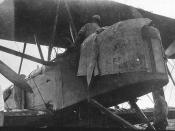 Crew checking fuselage; First England-Australia flight, Keith and Ross Smith, 1919 - Darwin, Northern Territory, Australia / photographer unknown