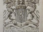 Armorial bookplate of Algernon Capel, 2nd Earl of Essex (1670-1710)