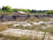 Abandoned concrete gun platforms, formerly part of the Proof Battery of the Sandy Hook Proving Ground, in use from 1901-1919. Soldiers used a 20-foot gantry crane on rails to lift guns and carriages onto the platforms to be tested, or 