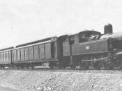 First set of Tait suburban passenger carriages hauled by steam locomotive Dde 750 , 1913.