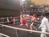English: Photo of the boxing portion of a Chess-Boxing match in Berlin.