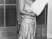 Miss Nancy Spry of Winton in a dramatic evening ensemble, ca. 1920
