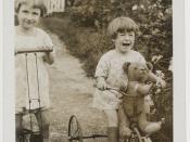Author Elizabeth Jolley and (younger) sister Madelaine Winifred in the garden, 1927