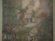 English: Wenshu (Bodhisattva of Wisdom) at Writing Table, Chinese Yuan dynasty mural dated 1354