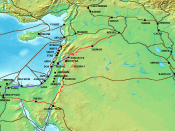The Via Maris (purple), King's Highway (in red), and other ancient Levantine trade routes, c. 1300 BCE Category:Historical maps by User:Briangotts