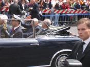 Lancia Flaminia of the President of the Italian Republic. President Giorgio Napolitano is on the back seat