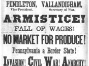 1864 US election poster, postulating the negative consequences that would ensue from a Democratic Party presidential victory. Clement Vallandigham was regarded by fervent Unionists as little better than an open traitor.