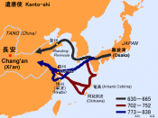 Possible route of Kento-shi vessels (from Japan to Tang-China)