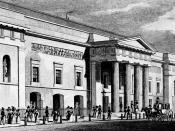 An illustration of the Theatre Royal, Covent Garden, by Thomas H. Shepherd, published in 1827–1828. It became known as the Royal Opera House in 1892.