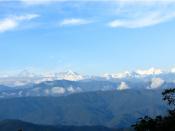 English: Panoramic view of the Himalayas from Kausani, Uttarakhand. Flickr uploader's description: 